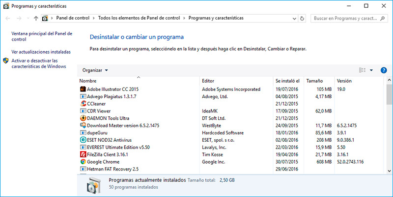 Programy i komponenty Windows 7